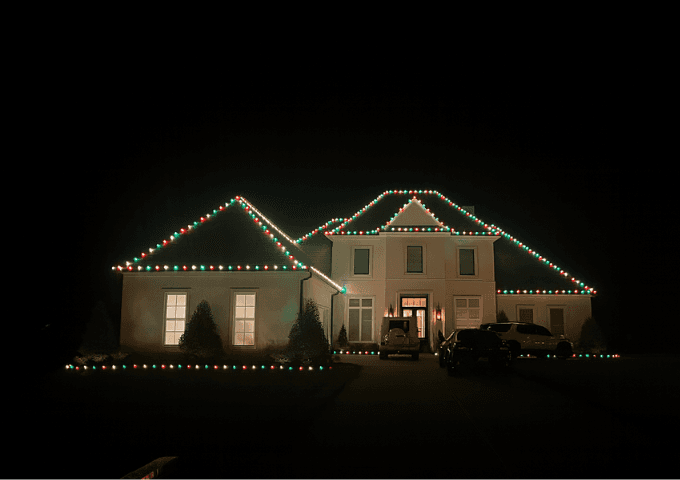 Home decorated with professionally installed Christmas lights
