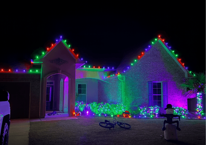 Home decorated with professionally installed Christmas lights